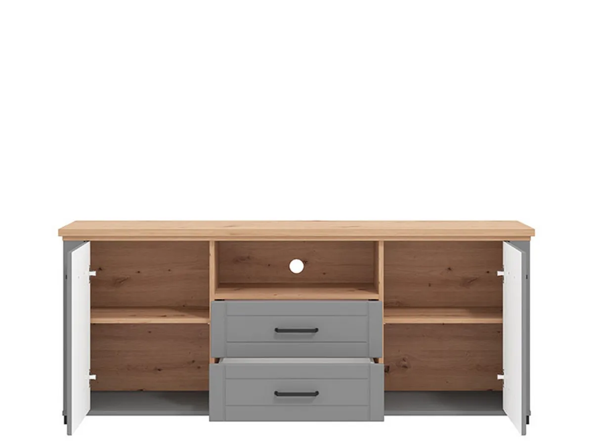 Mobili Porta Tv > Dmora Mobile Porta tv Grigio Scuro Marrone Rovere Nodi 2 Cassetti 4 Ripiani 161x41x66.5h cm, Apertura Battente, Scorrevole - Rotondi Marrone Rovere Nodi, Grigio Scuro