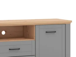 Mobili Porta Tv > Dmora Mobile Porta tv Grigio Scuro Marrone Rovere Nodi 2 Cassetti 4 Ripiani 161x41x66.5h cm, Apertura Battente, Scorrevole - Rotondi Marrone Rovere Nodi, Grigio Scuro