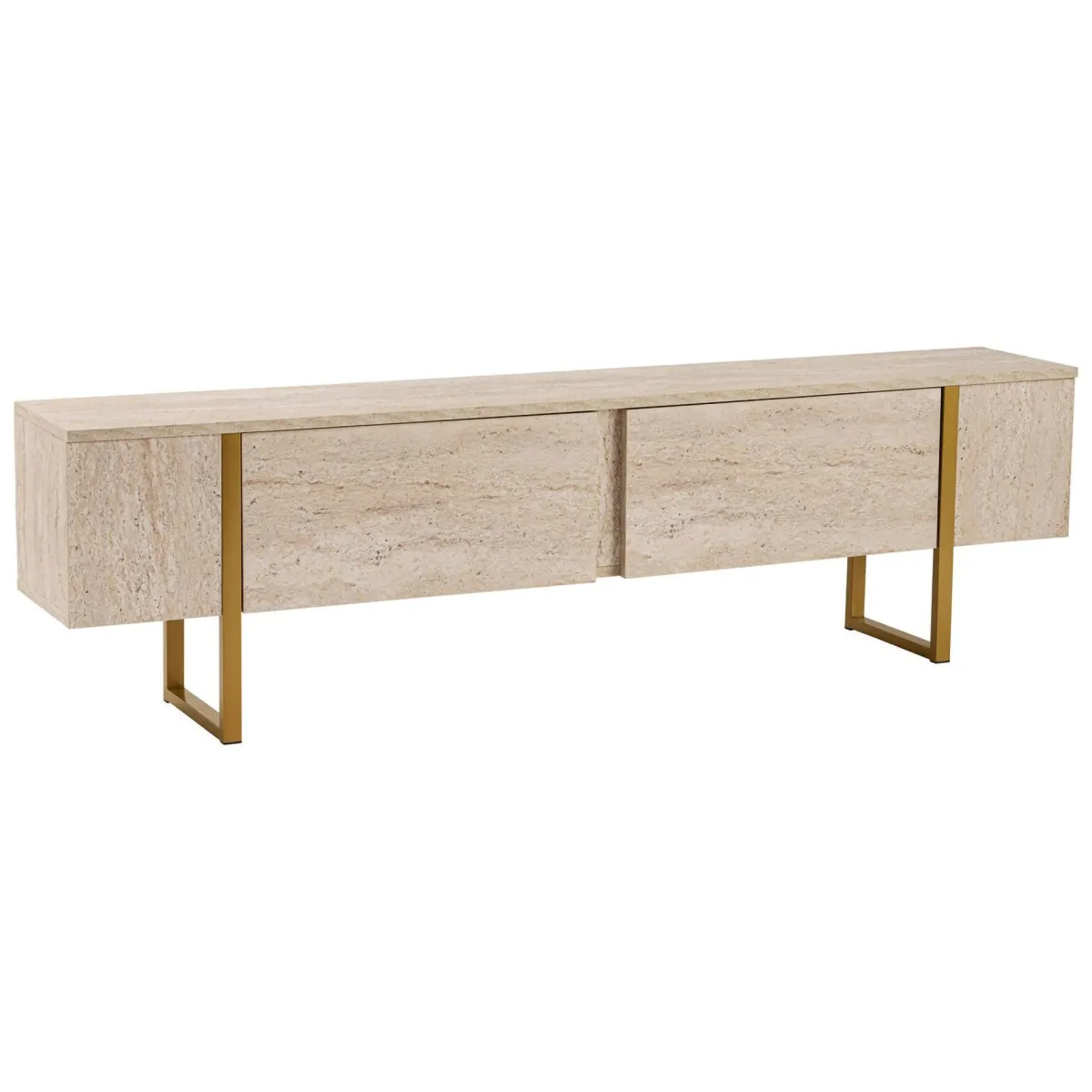 Mobili Porta Tv > Dmora Mobile porta TV Lilith, 180x30 h50 cm, Beige e Oro Oro, Beige