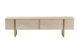 Mobili Porta Tv > Dmora Mobile porta TV Lilith, 180x30 h50 cm, Beige e Oro Oro, Beige