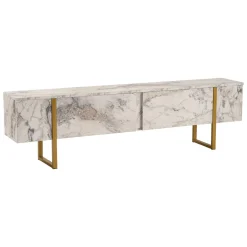 Mobile porta TV Lilith, 180x30 h50 cm, Marmo e Oro