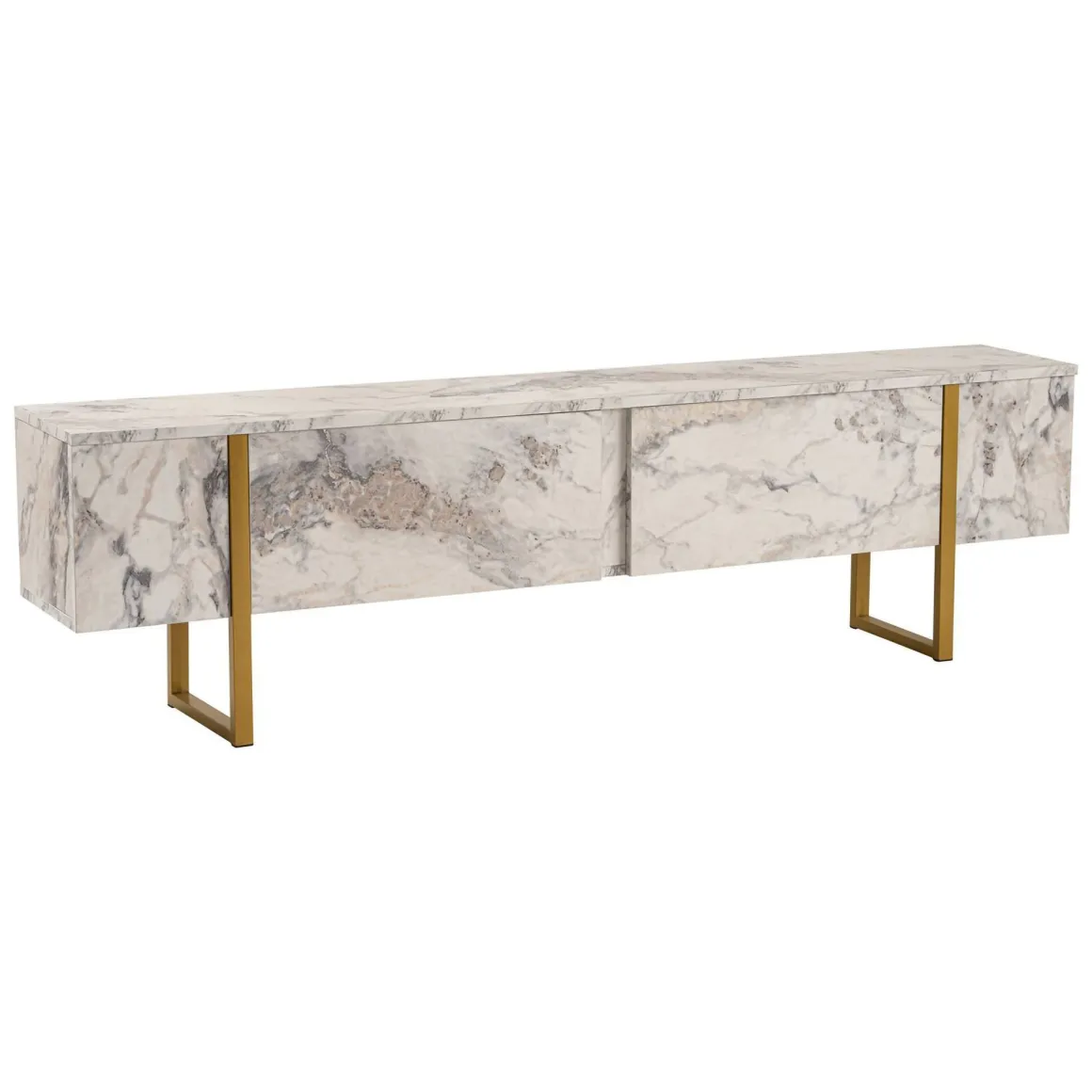 Mobile porta TV Lilith, 180x30 h50 cm, Marmo e Oro