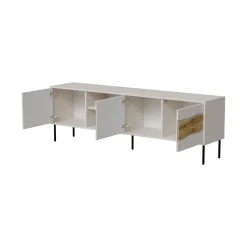 Mobili Porta Tv > Dmora Mobile porta TV Luvinate, 190x40 h62 cm, Beige e Rovere Nodi Beige Cashmere