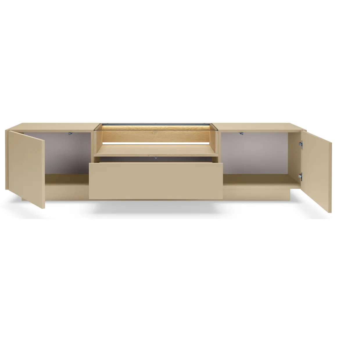 Mobile Porta tv Marrone Chiaro Marrone Rovere un Cassetto 2 Ripiani 176x40x43h cm, 2 Ante - Kakaha