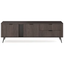 Mobili Porta Tv > Dmora Mobile Porta tv 2 Cassetti 3 Ripiani 195x38x61h cm, 2 Ante - Kamirili Marrone Noce
