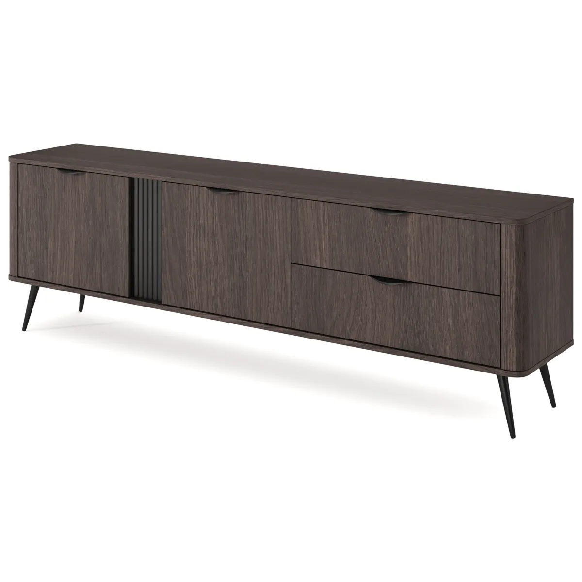 Mobili Porta Tv > Dmora Mobile Porta tv 2 Cassetti 3 Ripiani 195x38x61h cm, 2 Ante - Kamirili Marrone Noce
