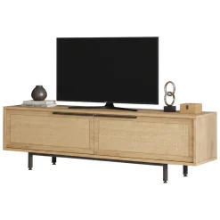 Mobili Porta Tv > Dmora Mobile Porta tv Marrone Noce Marrone Quercia Apertura a Ribalta 2 Ante 160x35.5x45.1h cm, 2 Vani - Moimacco Marrone Quercia, Marrone Noce