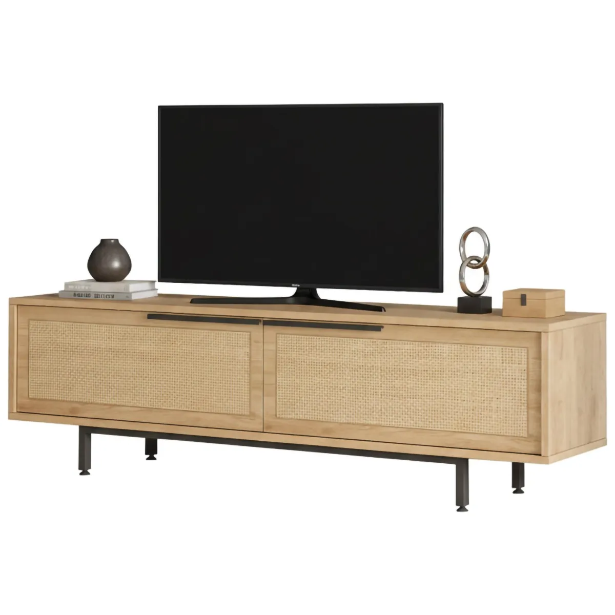 Mobili Porta Tv > Dmora Mobile Porta tv Marrone Noce Marrone Quercia Apertura a Ribalta 2 Ante 160x35.5x45.1h cm, 2 Vani - Moimacco Marrone Quercia, Marrone Noce