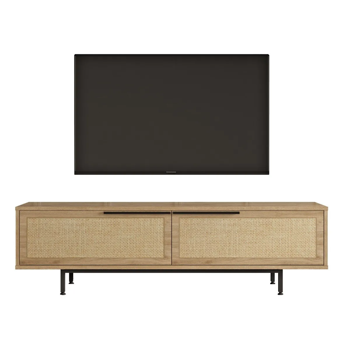 Mobili Porta Tv > Dmora Mobile Porta tv Marrone Noce Marrone Quercia Apertura a Ribalta 2 Ante 160x35.5x45.1h cm, 2 Vani - Moimacco Marrone Quercia, Marrone Noce