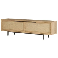Mobili Porta Tv > Dmora Mobile Porta tv Marrone Noce Marrone Quercia Apertura a Ribalta 2 Ante 160x35.5x45.1h cm, 2 Vani - Moimacco Marrone Quercia, Marrone Noce