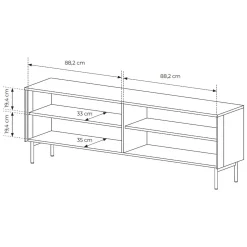 Mobile Porta tv Marrone Noce Nero 3 Ripiani 4 Ante 181x39x62h cm, con led - Kalerora