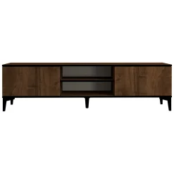 Mobili Porta Tv > Dmora Mobile Porta tv Marrone Noce Nero Antracite un Ripiano 2 Ante 180x40x45h cm, 4 Vani - Fonni Nero Antracite, Marrone Noce