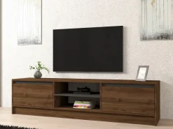 Mobile Porta tv Marrone Noce Nero Antracite un Ripiano 2 Ante 180x40x45h cm, 4 Vani - Lurani