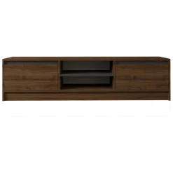 Mobile Porta tv Marrone Noce Nero Antracite un Ripiano 2 Ante 180x40x45h cm, 4 Vani - Lurani