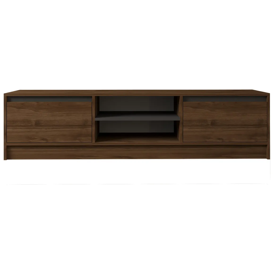 Mobile Porta tv Marrone Noce Nero Antracite un Ripiano 2 Ante 180x40x45h cm, 4 Vani - Lurani