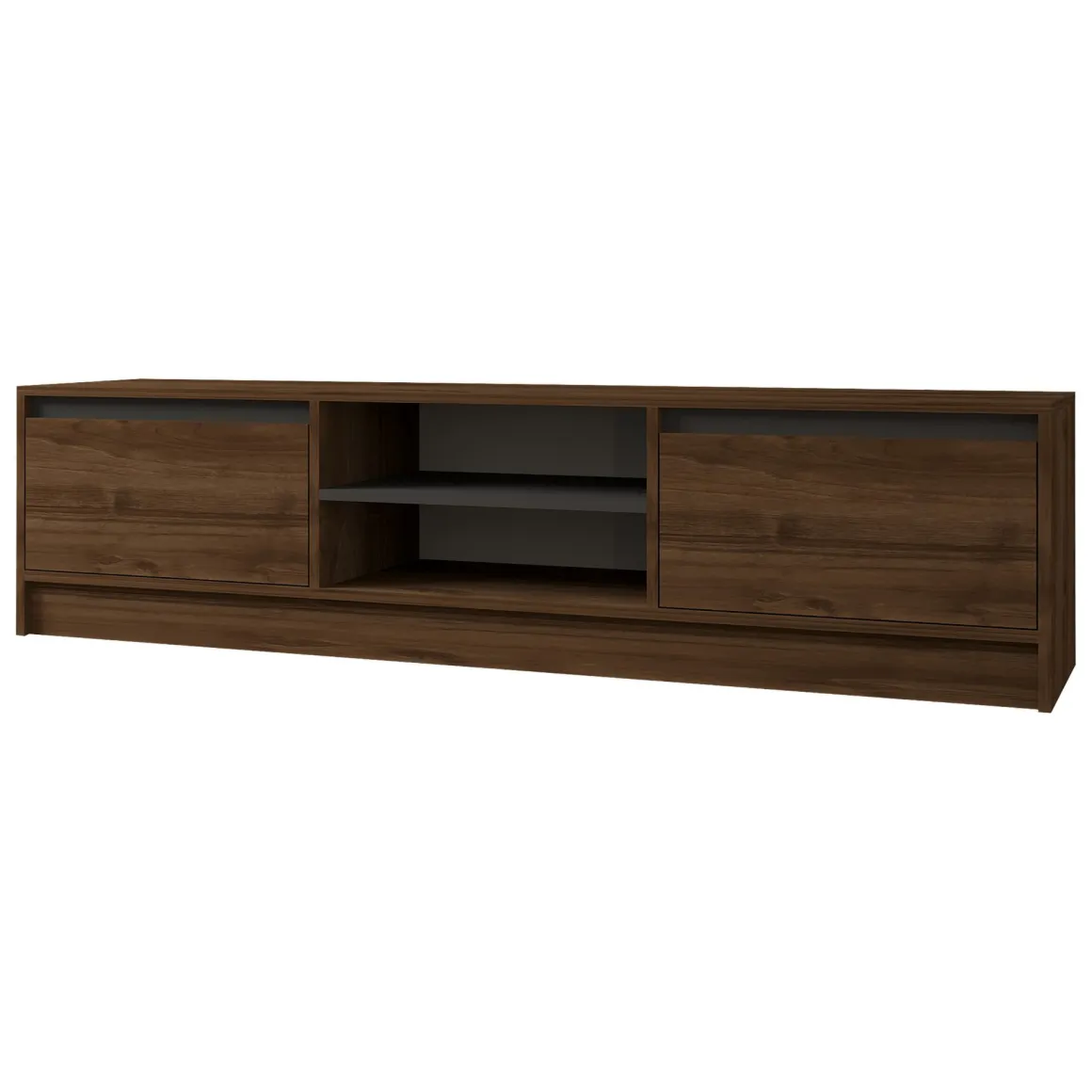 Mobile Porta tv Marrone Noce Nero Antracite un Ripiano 2 Ante 180x40x45h cm, 4 Vani - Lurani