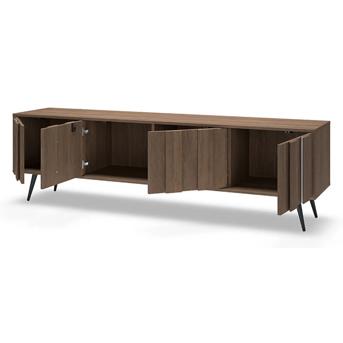 Mobile Porta tv Marrone Noce Nero un Ripiano 4 Ante 183x40x54h cm, con led - Kafami