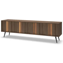 Mobile Porta tv Marrone Noce Nero un Ripiano 4 Ante 183x40x54h cm, con led - Kafami