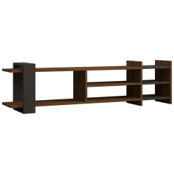 Mobili Porta Tv > Dmora Mobile Porta tv Marrone Noce Noce Antracite 2 Ripiani 5 Vani 156x30x40h cm, Peso Supportato 40 kg - Zubiena Nero Antracite, Marrone Noce