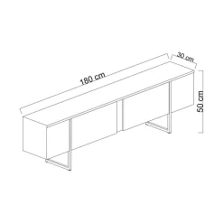 Mobile Porta tv Marrone Noce oro Cassetti un Ripiano 180x30x50h cm, 2 Ante - Abishia