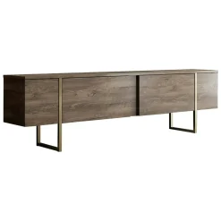 Mobile Porta tv Marrone Noce oro Cassetti un Ripiano 180x30x50h cm, 2 Ante - Abishia