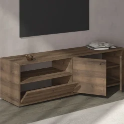 Mobile Porta tv Marrone Noce 2 Ripiani 3 Ante 136x35x42h cm, 4 Vani - Partanna