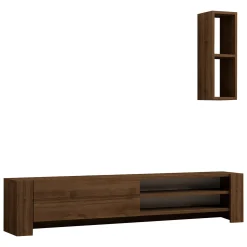 Mobili Porta Tv > Dmora Mobile Porta tv 2 Ripiani Apertura a Ribalta 160x27x33h cm, Un'anta - Caraglio Marrone Noce