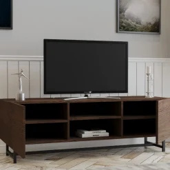 Mobili Porta Tv > Dmora Mobile Porta tv 3 Ripiani 2 Ante 150x41x50h cm, 6 Vani - Monno Marrone Noce