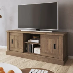 Mobile Porta tv Marrone Noce un Ripiano 2 Ante 45x46x60h cm, 4 Vani - Mesola