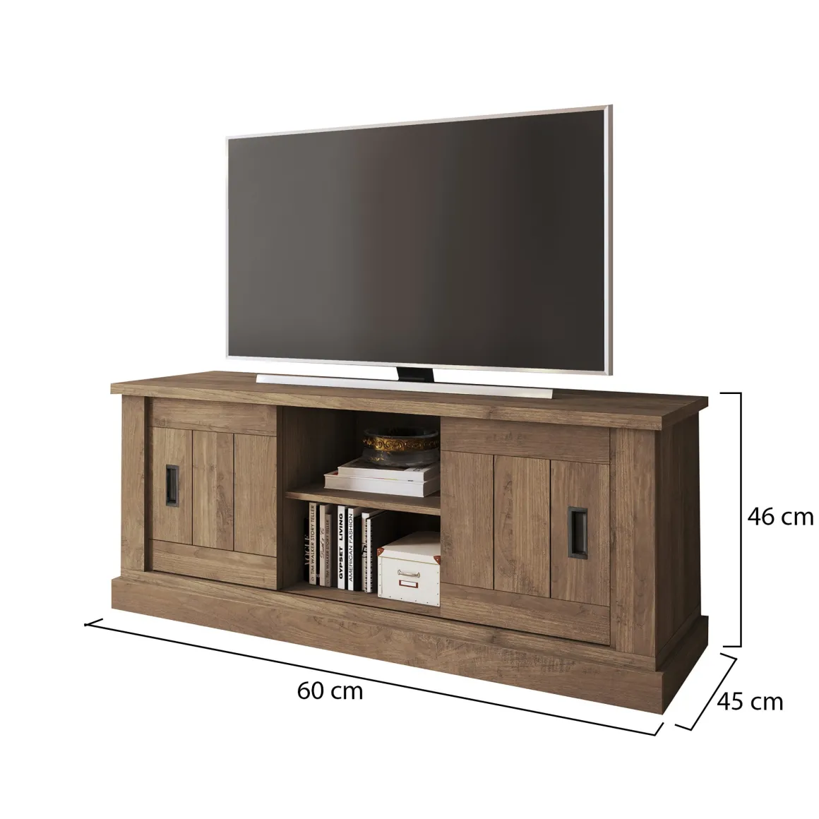 Mobile Porta tv Marrone Noce un Ripiano 2 Ante 45x46x60h cm, 4 Vani - Mesola