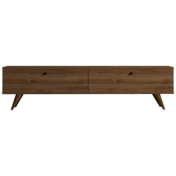 Mobili Porta Tv > Dmora Mobile Porta tv 2 Vani 2 Ante 160x25x40h cm, Apertura a Ribalta - Atestino Marrone Noce