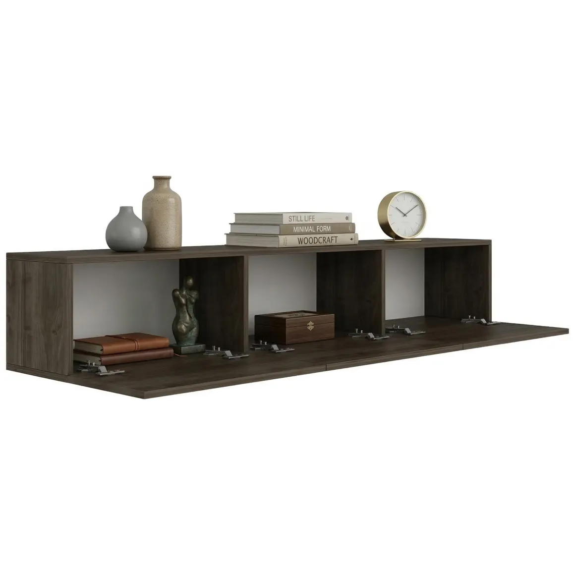 Mobile Porta tv Marrone Noce 3 Vani 3 Ante 150x32x30h cm, Apertura a Ribalta - Saonara
