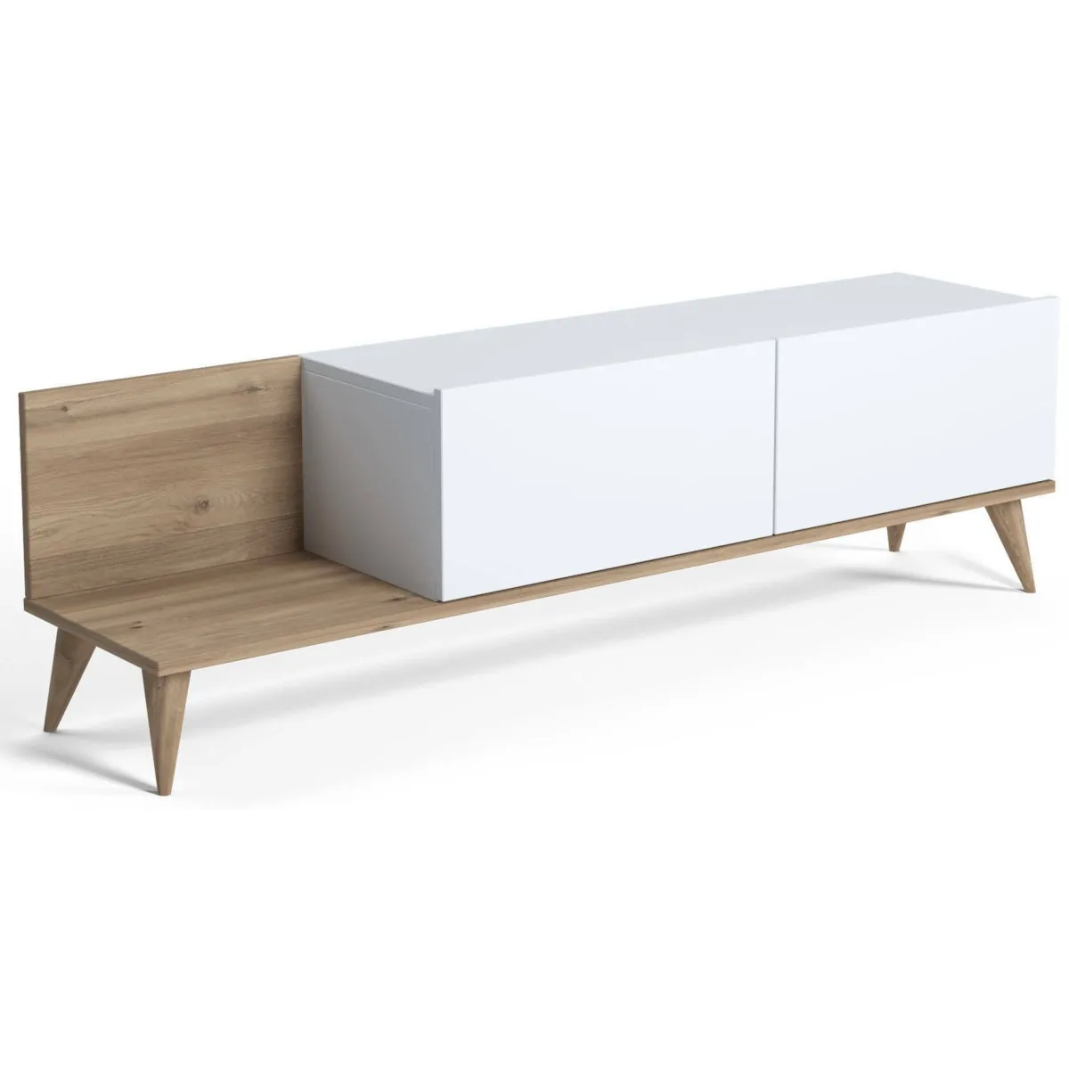 Mobili Porta Tv > Dmora Mobile Porta tv 2 Ante Apertura a Ribalta 152x43x35h cm, Chiusura a Ribalta Marrone Quercia