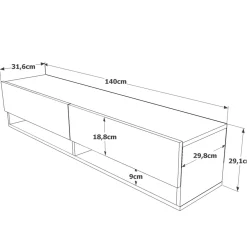 Mobili Porta Tv > Dmora Mobile Porta tv 3 Ripiani Apertura Maniglia 182x44x63h cm, 6 Vani - Vergonte Marrone Quercia
