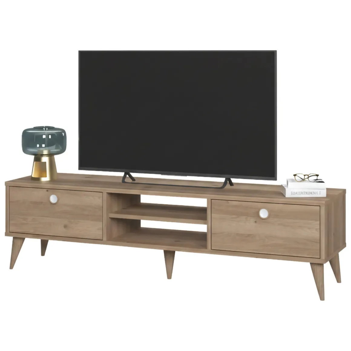 Mobile Porta tv Marrone Quercia Sfumatura Colore Ante Quercia Colore Ante Marrone 152x40x35h cm, Sfumatura Colore Struttura Quercia