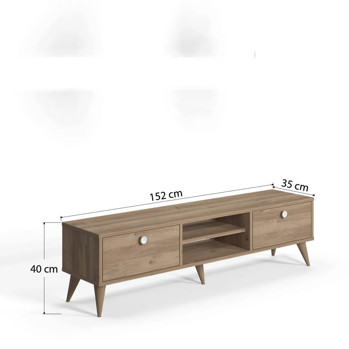 Mobile Porta tv Marrone Quercia Sfumatura Colore Ante Quercia Colore Ante Marrone 152x40x35h cm, Sfumatura Colore Struttura Quercia