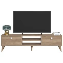 Mobile Porta tv Marrone Quercia Sfumatura Colore Ante Quercia Colore Ante Marrone 152x40x35h cm, Sfumatura Colore Struttura Quercia