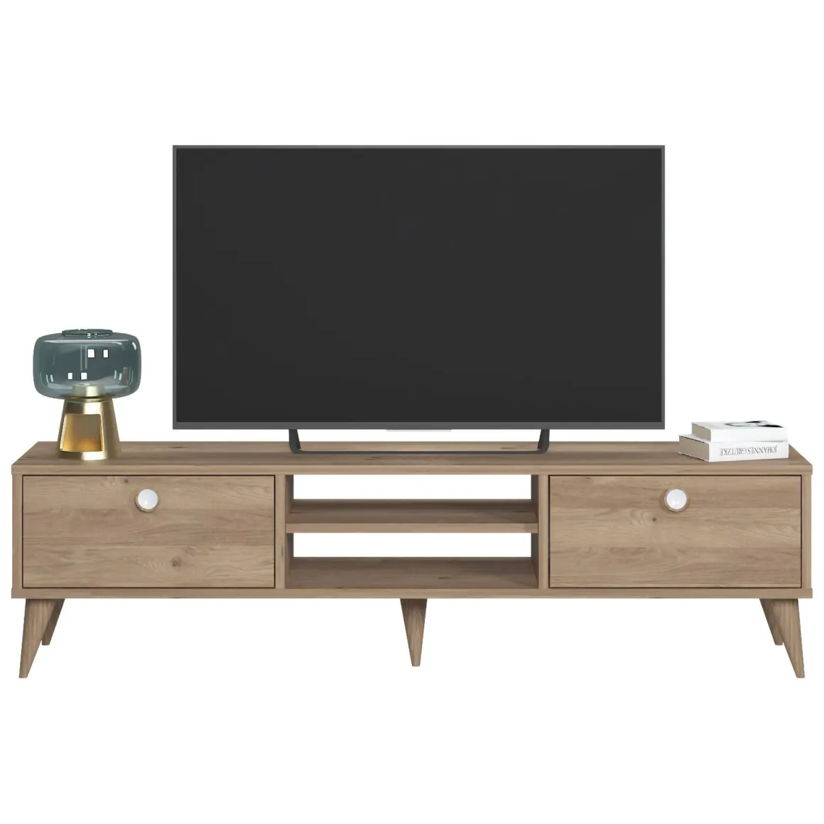 Mobile Porta tv Marrone Quercia Sfumatura Colore Ante Quercia Colore Ante Marrone 152x40x35h cm, Sfumatura Colore Struttura Quercia