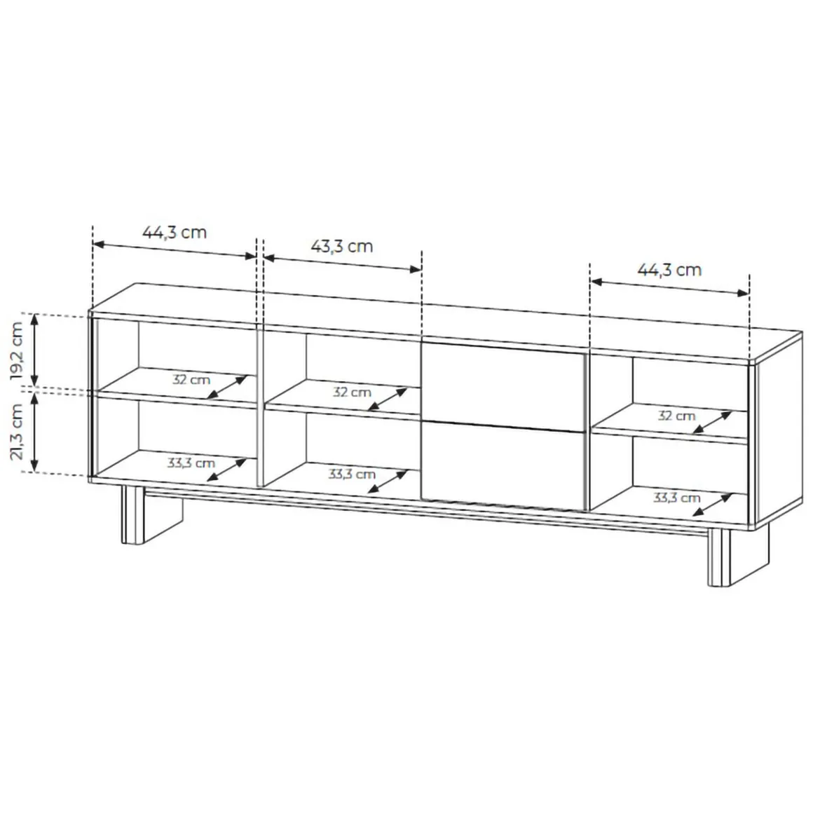 Mobili Porta Tv > Dmora Mobile Porta tv 2 Ripiani 2 Ante 141x30x31h cm, 4 Vani - Olmi Marrone Rovere