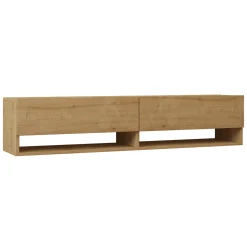 Mobili Porta Tv > Dmora Mobile Porta tv 2 Ripiani 2 Ante 141x30x31h cm, 4 Vani - Olmi Marrone Rovere