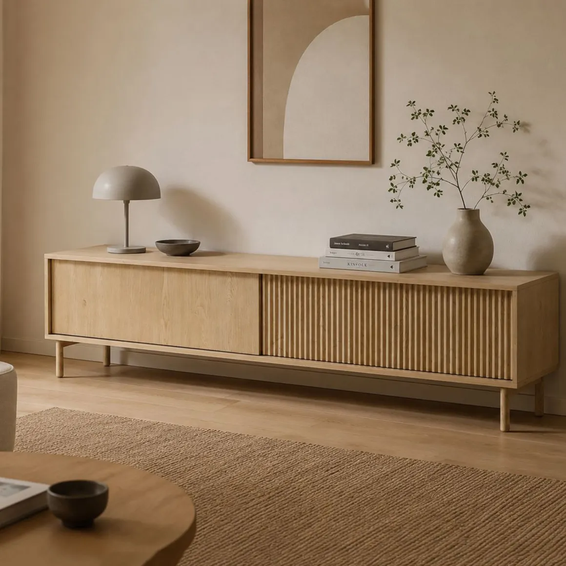 Mobili Porta Tv > Dmora Mobile Porta tv 2 Ripiani 4 Vani 100x30x40h cm, Peso Supportato 40 kg - Foglizzo Marrone Rovere