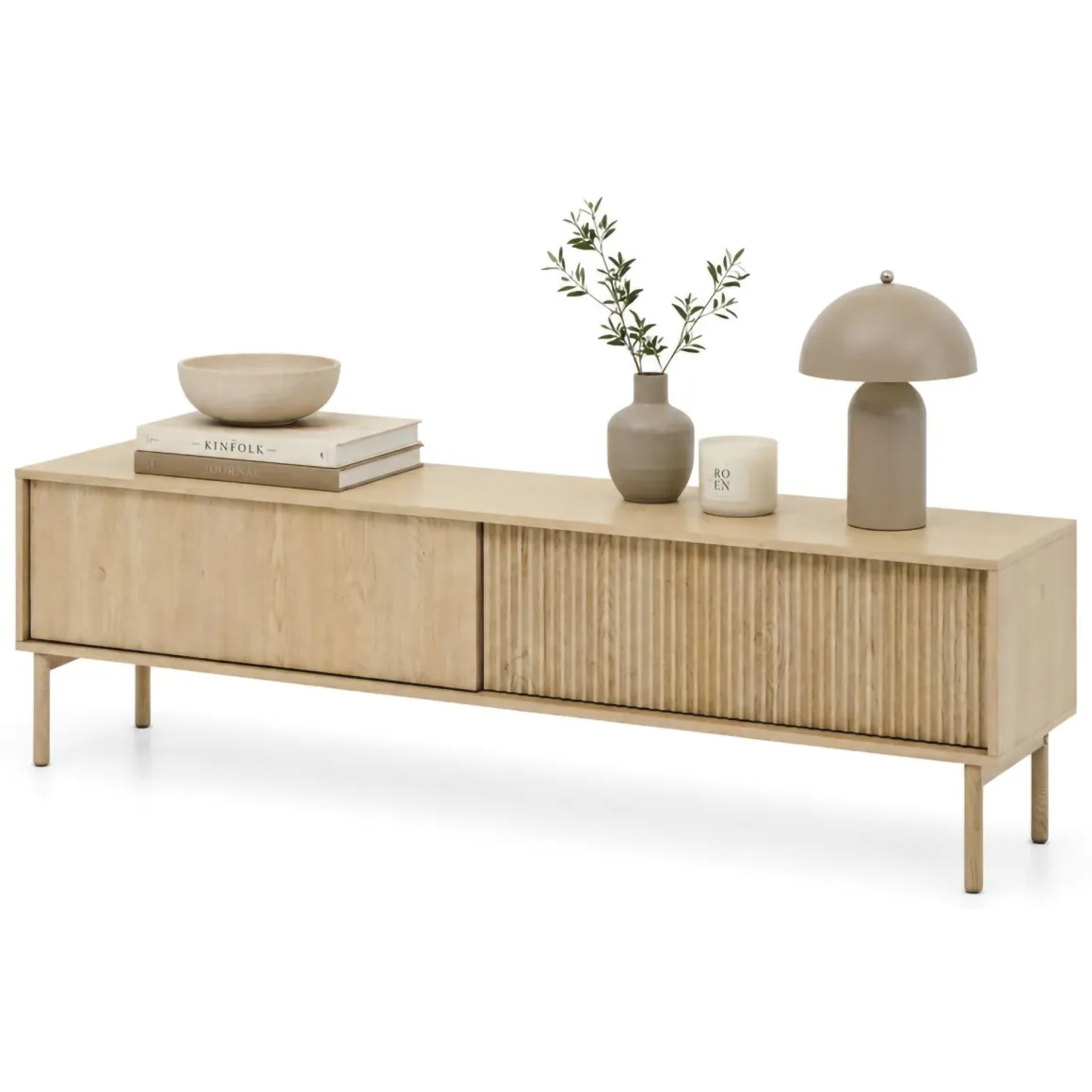 Mobili Porta Tv > Dmora Mobile Porta tv 2 Ripiani 4 Vani 100x30x40h cm, Peso Supportato 40 kg - Foglizzo Marrone Rovere