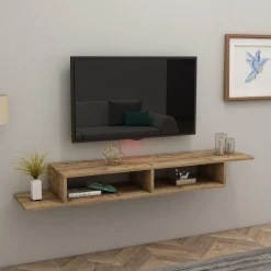 Mobile Porta tv Marrone Rovere 2 Vani Peso Supportato 40 kg 120x30x18h cm, Installazione Sospeso - Ivrea