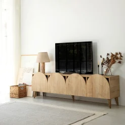 Mobile Porta tv Marrone Rovere 4 Vani 4 Ante 180x35x50h cm, Apertura a Ribalta - Visco