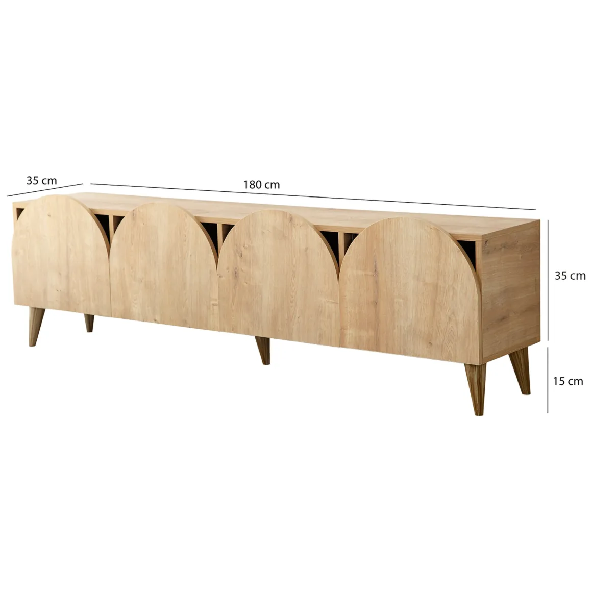 Mobili Porta Tv > Dmora Mobile Porta tv 4 Vani Un'anta 140x29x45h cm, Apertura Battente - Fumane Marrone Rovere