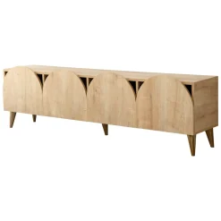 Mobili Porta Tv > Dmora Mobile Porta tv 4 Vani Un'anta 140x29x45h cm, Apertura Battente - Fumane Marrone Rovere