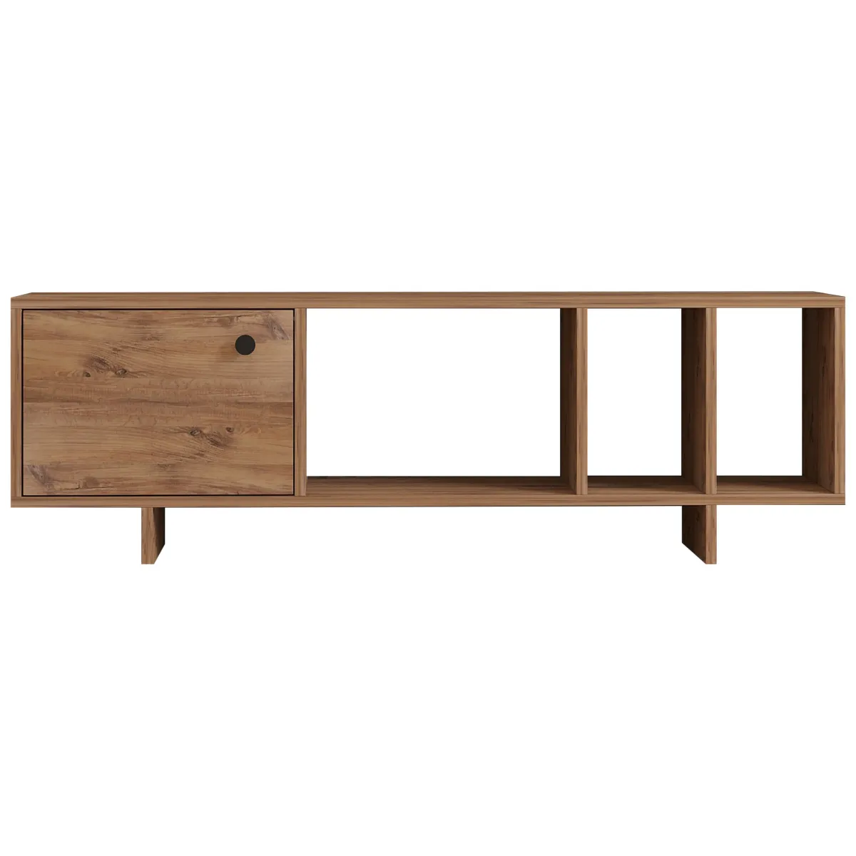 Mobili Porta Tv > Dmora Mobile Porta tv 4 Vani Un'anta 140x29x45h cm, Apertura Battente - Fumane Marrone Rovere