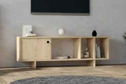 Mobile Porta tv Marrone Rovere Chiaro 4 Vani Un'anta 140x29x45h cm, Apertura Battente - Pralormo