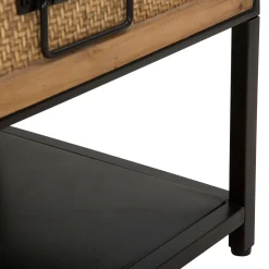 Mobili Porta Tv > Dmora Mobile Porta tv Marrone Rovere Nero 3 Ante Apertura a Ribalta 150x30x45h cm, 3 Vani - Romeno Nero, Marrone Rovere
