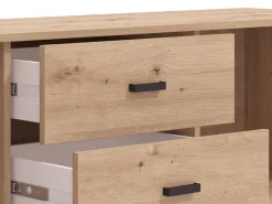 Mobili Porta Tv > Dmora Mobile Porta tv Marrone Rovere Nodi Nero 2 Cassetti un Ripiano 157x40x52h cm, Apertura Battente, Scorrevole - Caivano Nero, Marrone Rovere Nodi